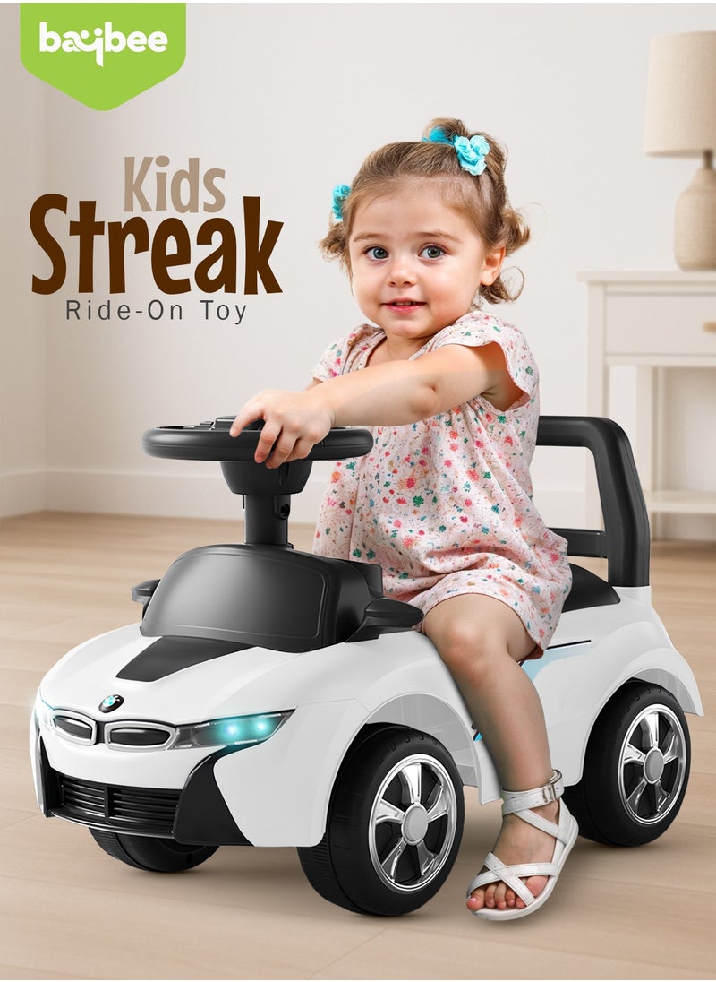 بيبي سيارة ركوب للأطفال Streak Baby، سيارة للأطفال الصغار مع أضواء، موسيقى، مسند ظهر ومساحة تخزين | سيارة دفع للأطفال | سيارة دفع للأطفال الصغار من عمر 1 إلى 3 سنوات للأولاد والبنات - لون أبيض.        4o  - Image 3