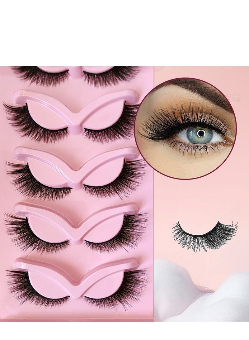 BOSART 5 Pairs False Eyelashes Set,18mm Fox Eye Natural Look One-Piece Black Stem Cat Eye False Eyelashes, Lightweight And Natural To Enhance Eye Makeup Charm, Long-Lasting Smudge-Proof, Suitable For Daily And Party Occasions. - Image 4