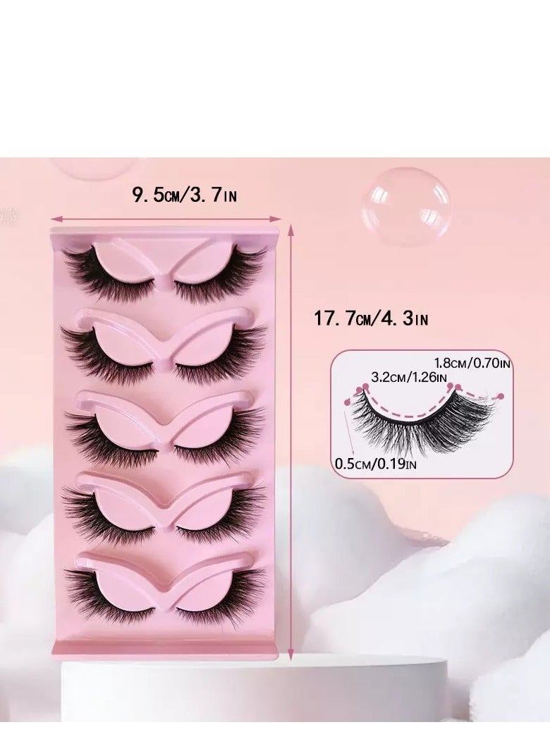 BOSART 5 Pairs False Eyelashes Set,18mm Fox Eye Natural Look One-Piece Black Stem Cat Eye False Eyelashes, Lightweight And Natural To Enhance Eye Makeup Charm, Long-Lasting Smudge-Proof, Suitable For Daily And Party Occasions. - Image 5