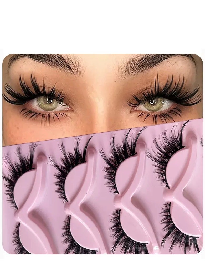 BOSART 5 Pairs False Eyelashes Set,18mm Fox Eye Natural Look One-Piece Black Stem Cat Eye False Eyelashes, Lightweight And Natural To Enhance Eye Makeup Charm, Long-Lasting Smudge-Proof, Suitable For Daily And Party Occasions. - Image 3