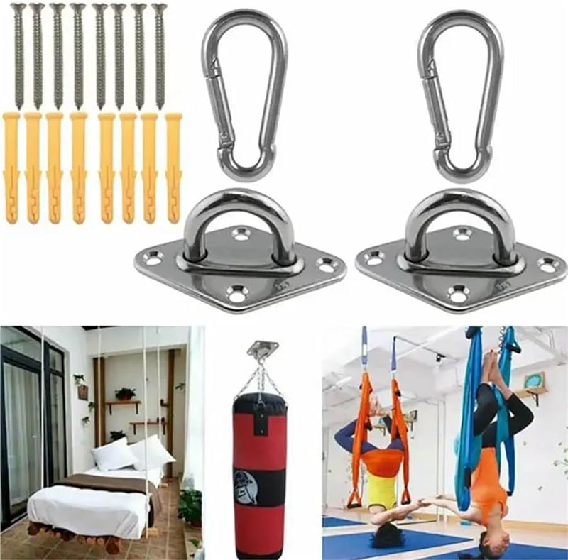 خطافات حائط وسقف ثقيلة من الفولاذ المقاوم للصدأ، مجموعة من 6 لتعليق النباتات وكرسي الأرجوحة - Image 5