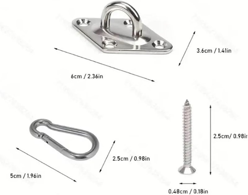 خطافات حائط وسقف ثقيلة من الفولاذ المقاوم للصدأ، مجموعة من 6 لتعليق النباتات وكرسي الأرجوحة - Image 3