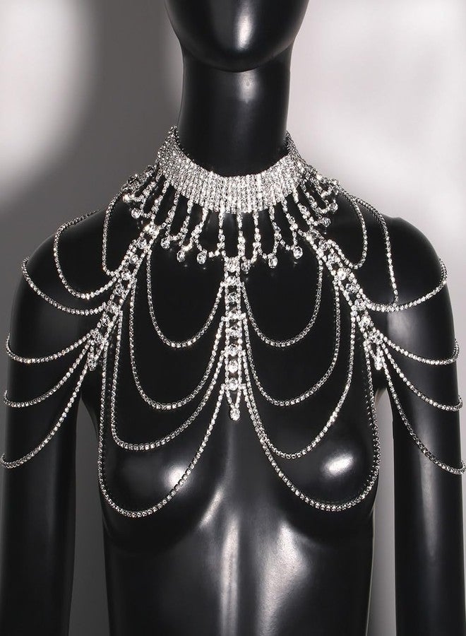 STONEFANS Bridal Rhinestone Shoulder Necklace Body Collar Gold Jewelry Luxury Tassel Crystal Shoulder Harness Chain Wedding for Women - Image 5