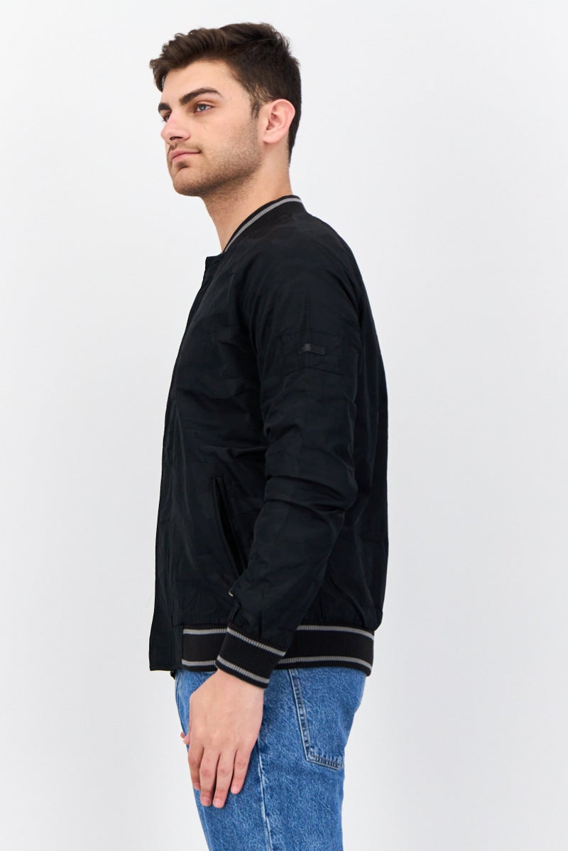 Civil Society Men Textured Bomber Jackets, Black  - Image 2
