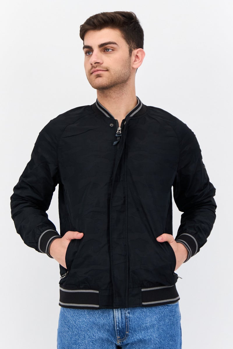 Civil Society Men Textured Bomber Jackets, Black  - Image 1