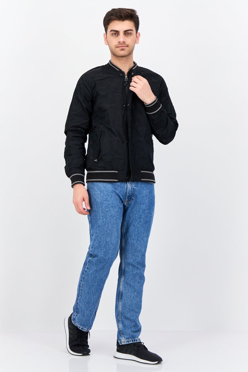 Civil Society Men Textured Bomber Jackets, Black  - Image 4
