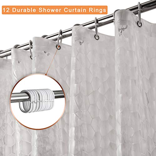 Bostofy Shower Curtain Liner 8G EVA Thick Shower Curtain with Heavy Duty 3 Bottom Magnets, Shower Liner for Shower Stall, Bathtubs, 3D Pebble Pattern - Image 2