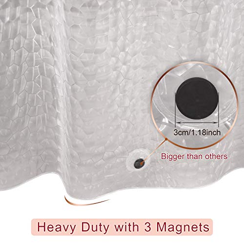 Bostofy Shower Curtain Liner 8G EVA Thick Shower Curtain with Heavy Duty 3 Bottom Magnets, Shower Liner for Shower Stall, Bathtubs, 3D Pebble Pattern - Image 4