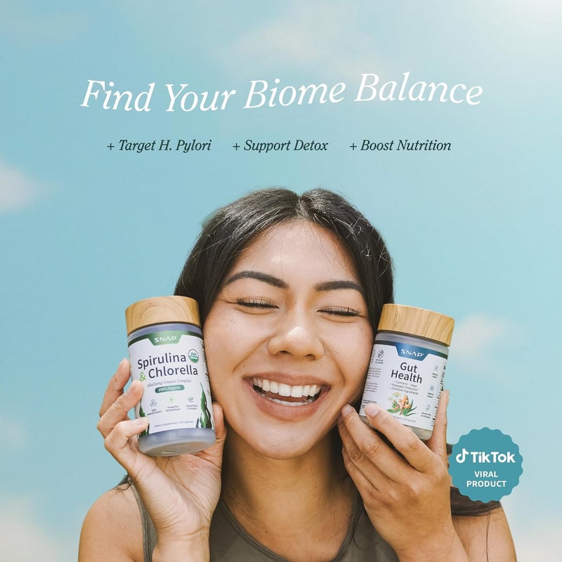 SNAP SUPPLEMENTS Gut Health  Spirulina Chlorella Bundle  Turmeric Aloe Pylopass Probiotics  Alkalizing Greens Complex  Digestive Detox  Antioxidant Support  50  120 Capsules - Image 4