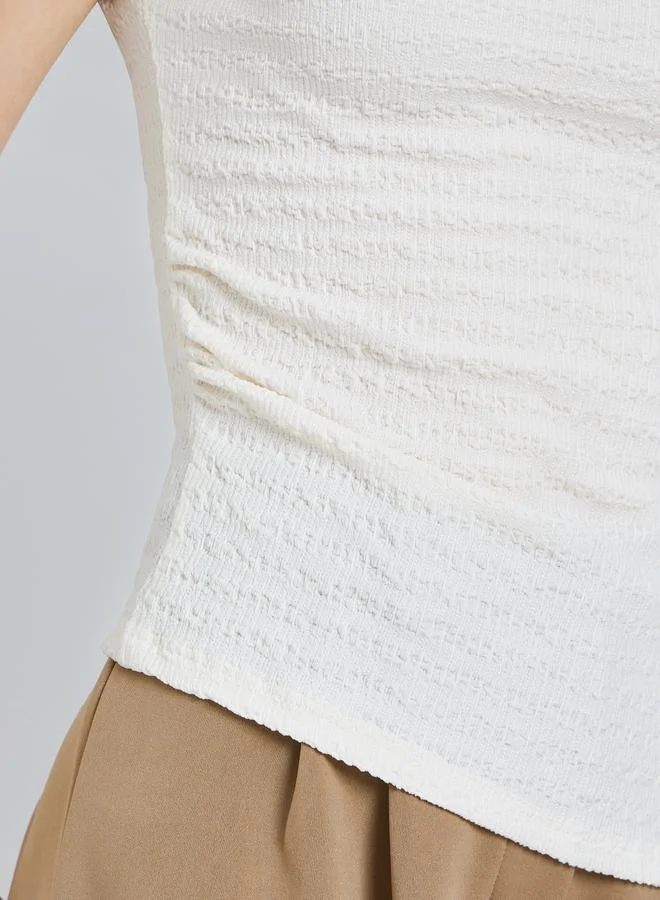 Styli  Beige Knit Textured Sleeveless Top for Women | Best Price UAE