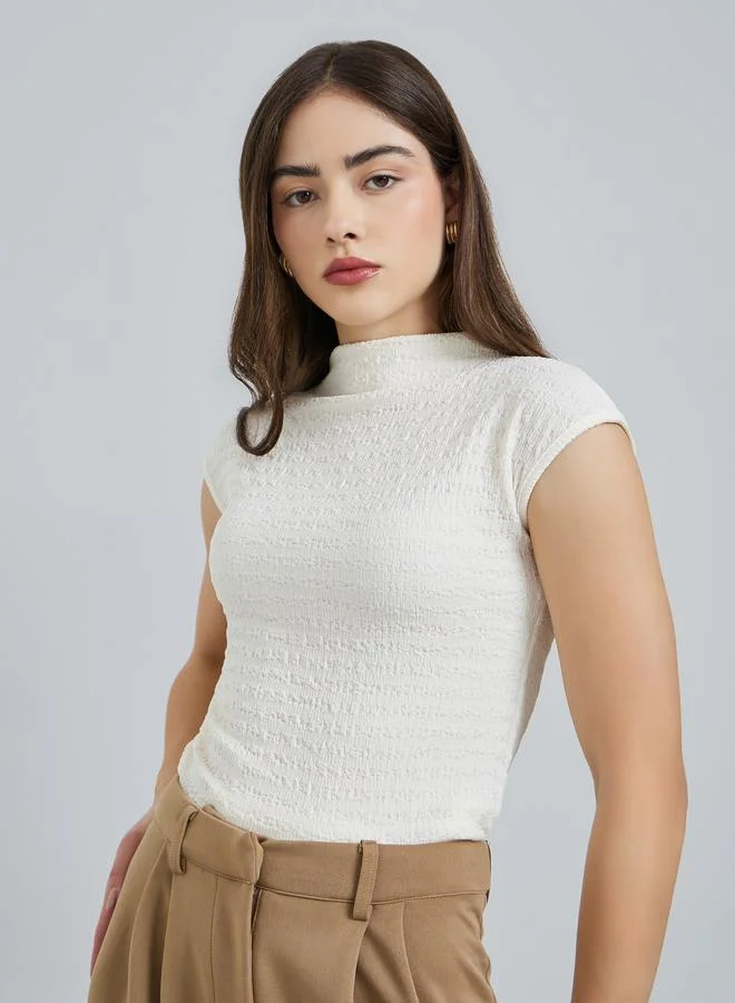 Styli  Beige Knit Textured Sleeveless Top for Women | Best Price UAE