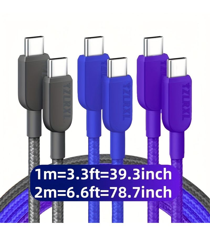 Purple 100W USB C To USB C Fast Charging Cable For iPhone 15 100cm - Image 2
