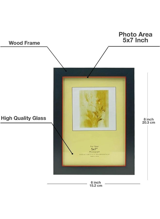 Decorhills DECORHILLS FRAMES & DECOR Rectangular Glass Photo with Wood, Wall Mount Tabletop Display for 5x7 Inches Picture  - Image 5