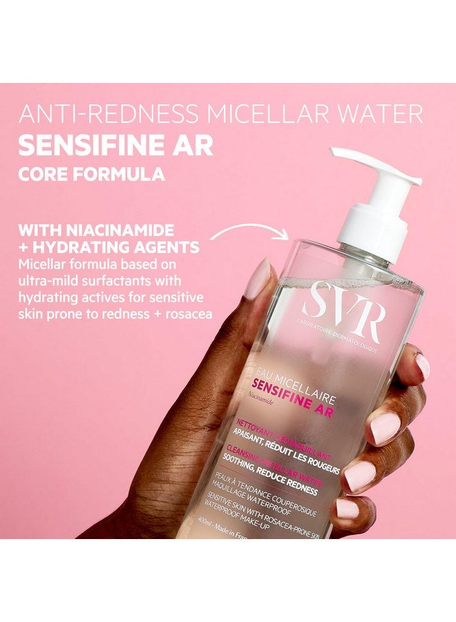 اس في أر ماء ميسيلار SVR Sensifine مع النياسيناميد. منظف للوجه ومزيل للمكياج ومهدئ للاحمرار للوجه والعينين والشفتين. منظف لطيف لا يحتاج إلى شطف للبشرة الحساسة والتفاعلية، 13.5 أونصة سائلة. - Image 3