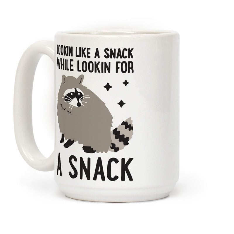 VIGAT Lookin for A Snack Raccoon White 15 Ounce Ceramic Coffee Mug