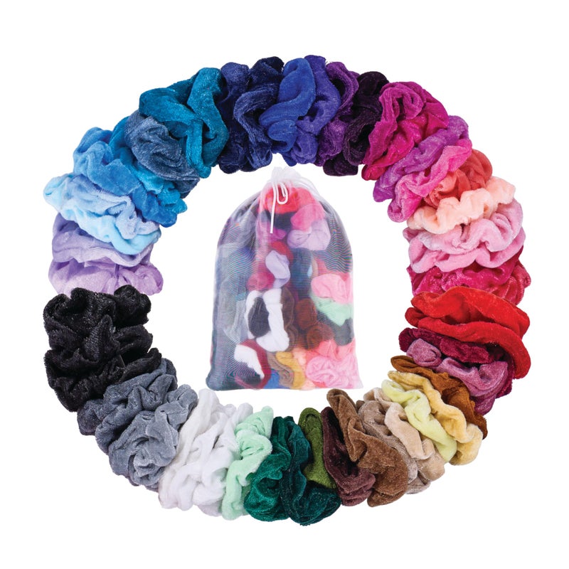 Expressions Scrunchie Set of 50 Comfy, Colorful Scrunchies in a Convenient Drawstring Storage Bag, Accessories for Women and Girls , Great Value, Damage Free, - Image 1