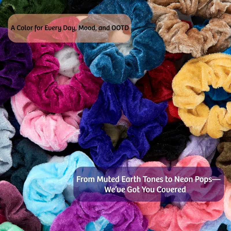 Expressions Scrunchie Set of 50 Comfy, Colorful Scrunchies in a Convenient Drawstring Storage Bag, Accessories for Women and Girls , Great Value, Damage Free, - Image 2