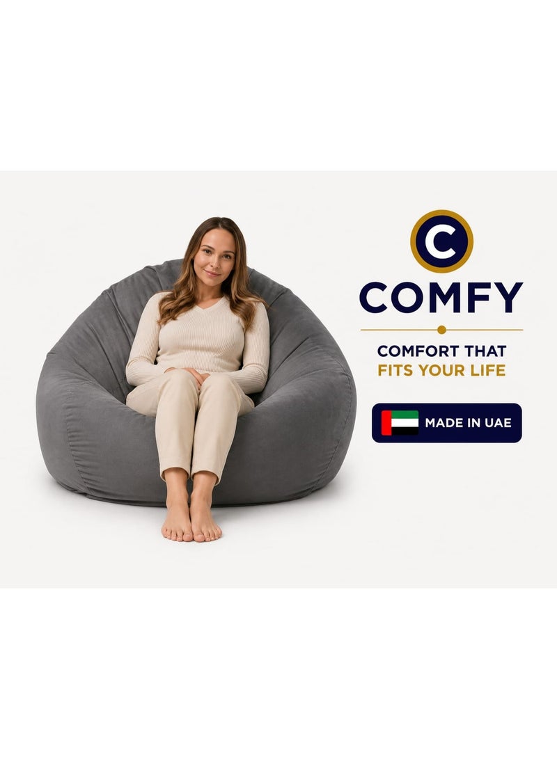 Comfy كومفي كلاسيك للبالغين XL VELVET Bean BAG رمادي فحمي - Image 1