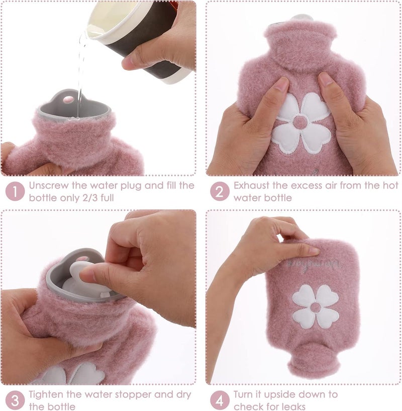 SVULINT Super Soft Plush Covered Hot and Cold Water Bag Bottle, Hot Water bag for Period Cramps Relief Bag, Heating Bottle for Body Pain Relief Therapy (Pink, 500 ML) - Image 2
