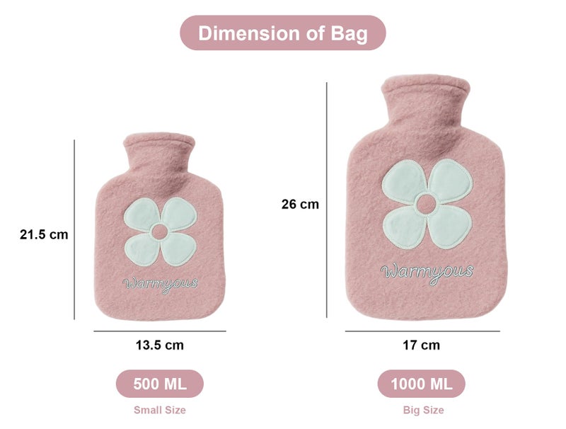 SVULINT Super Soft Plush Covered Hot and Cold Water Bag Bottle, Hot Water bag for Period Cramps Relief Bag, Heating Bottle for Body Pain Relief Therapy (Pink, 500 ML) - Image 3