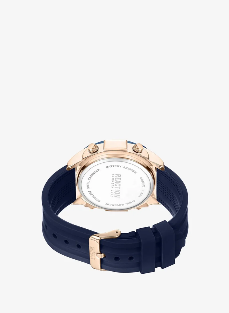 Kenneth Cole Reaction  Kenneth Cole Reaction Analogue Gents Watch With Blue Silicon Strap 43.5mm - KRWGQ9006903 for Men | Best Price UAE