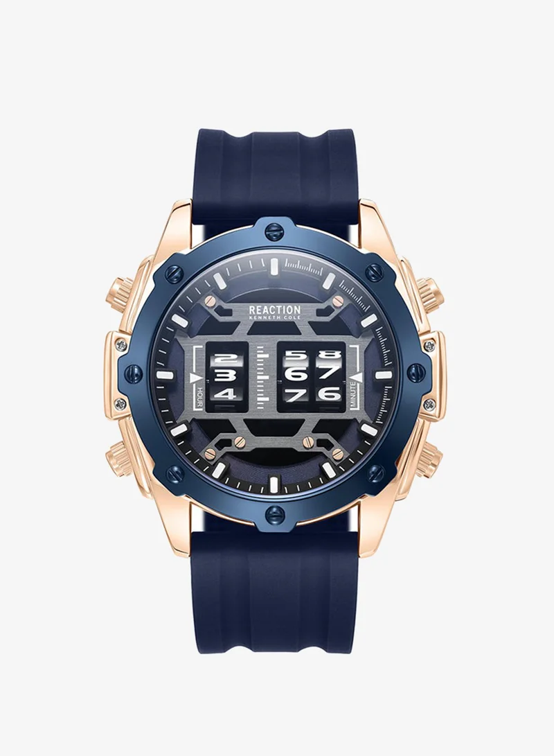 Kenneth Cole Reaction Analogue Gents Watch With Blue Silicon Strap 43.5mm - KRWGQ9006903