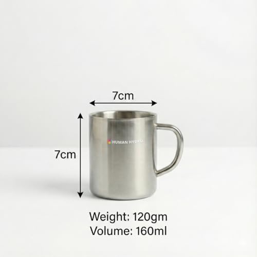 Human Hydro Premium Stainless Steel Tea Cups | Set of 12 (130 ml Each) | Food-Grade, Rust-Free | Heavy Gauge Cups with Handle | for Tea, Coffee, Milk | Easy Clean, Dishwasher Safe - Image 2