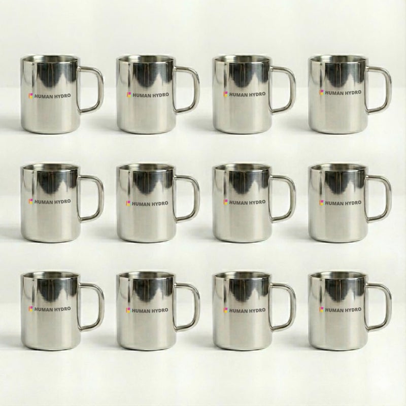 Human Hydro Premium Stainless Steel Tea Cups | Set of 12 (130 ml Each) | Food-Grade, Rust-Free | Heavy Gauge Cups with Handle | for Tea, Coffee, Milk | Easy Clean, Dishwasher Safe - Image 5