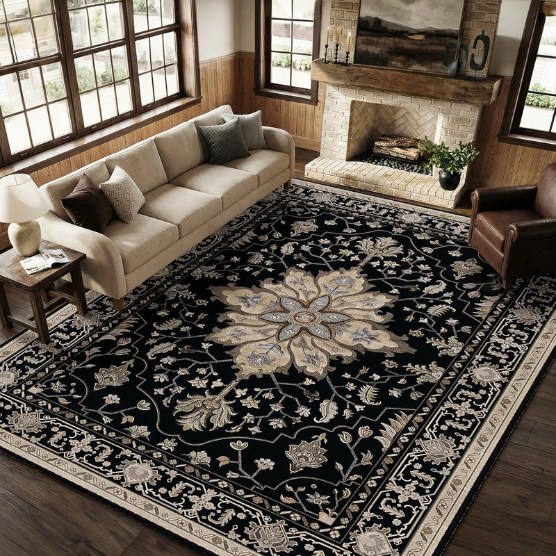 Persian Crystal Velvet Rug - Easy Care, Non-Slip, Foldable for Bedroom & Living Room - Image 1