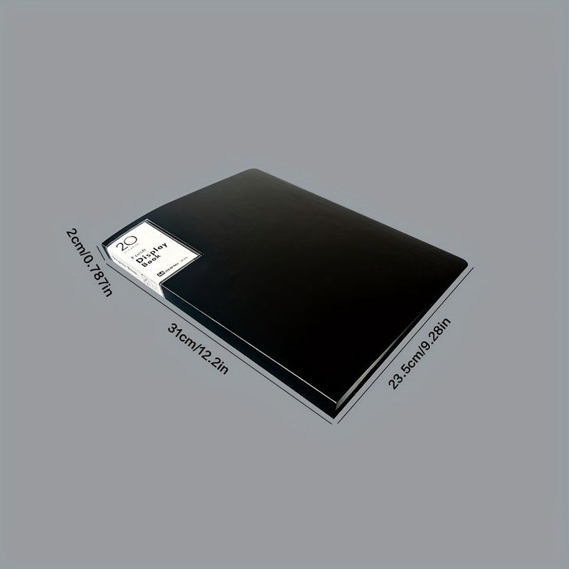 A4 Loose Leaf Folder 40 Pages Large Capacity Durable Matte Cover Office File Folder Transparent Inner Page Design For Document Storage Restaurant Menu Book Sheet Music Display Book Black White - Image 5
