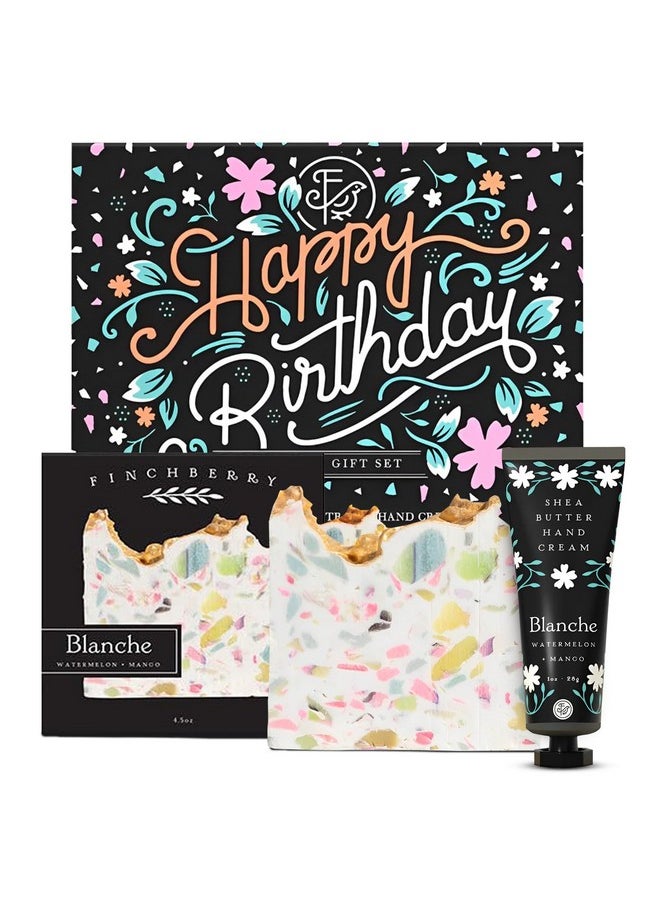 FinchBerry FinchBerry Happy Birthday 2 Piece Gift Set - Unique Birthday Gifts for Women: Mom, Sister, Wife, Girlfriend, Daughter, Friends & Family- Includes Blanche Bar Soap (4.5 oz) & Travel Hand Cream (1 oz)  - Image 1