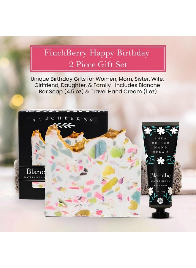 FinchBerry FinchBerry Happy Birthday 2 Piece Gift Set - Unique Birthday Gifts for Women: Mom, Sister, Wife, Girlfriend, Daughter, Friends & Family- Includes Blanche Bar Soap (4.5 oz) & Travel Hand Cream (1 oz)  - Image 2