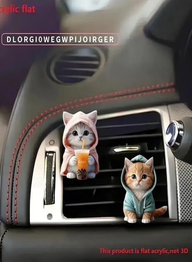 Generic - Set of 4 Cute Cat Car Air Vent Decoration Clamped Scent Holders - Freshen the Air with Pressed Scents - Car Interior Accessories for Driving Fun - Image 1