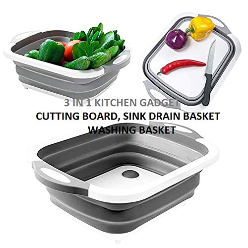 WENGTY Multifunction Collapsible Cutting Board Dish TubDrain Basket Vegetable Basin3 in 1 Sink Folding Cutting Board for Kitchen Outdoor Travel Camping - Image 3