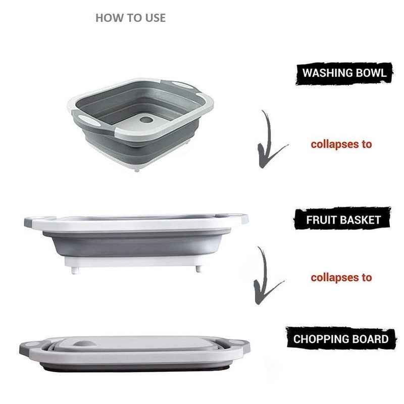 WENGTY Multifunction Collapsible Cutting Board Dish TubDrain Basket Vegetable Basin3 in 1 Sink Folding Cutting Board for Kitchen Outdoor Travel Camping - Image 5