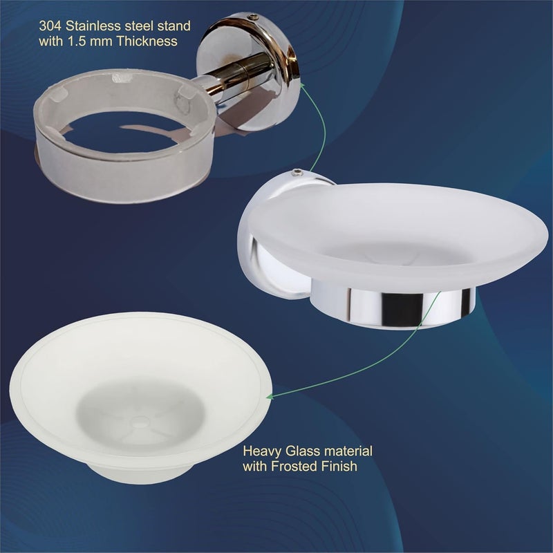 KANJAL soap Dish Holder for Bathroom soap case Stand sabu dani wash Basin soap Holders Glass soap Dish Holder Glass soap Tray for Bathroom AT29304 Stainless SteelChrome Finish - Image 5