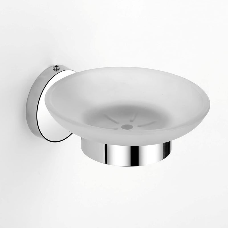 KANJAL soap Dish Holder for Bathroom soap case Stand sabu dani wash Basin soap Holders Glass soap Dish Holder Glass soap Tray for Bathroom AT29304 Stainless SteelChrome Finish - Image 2