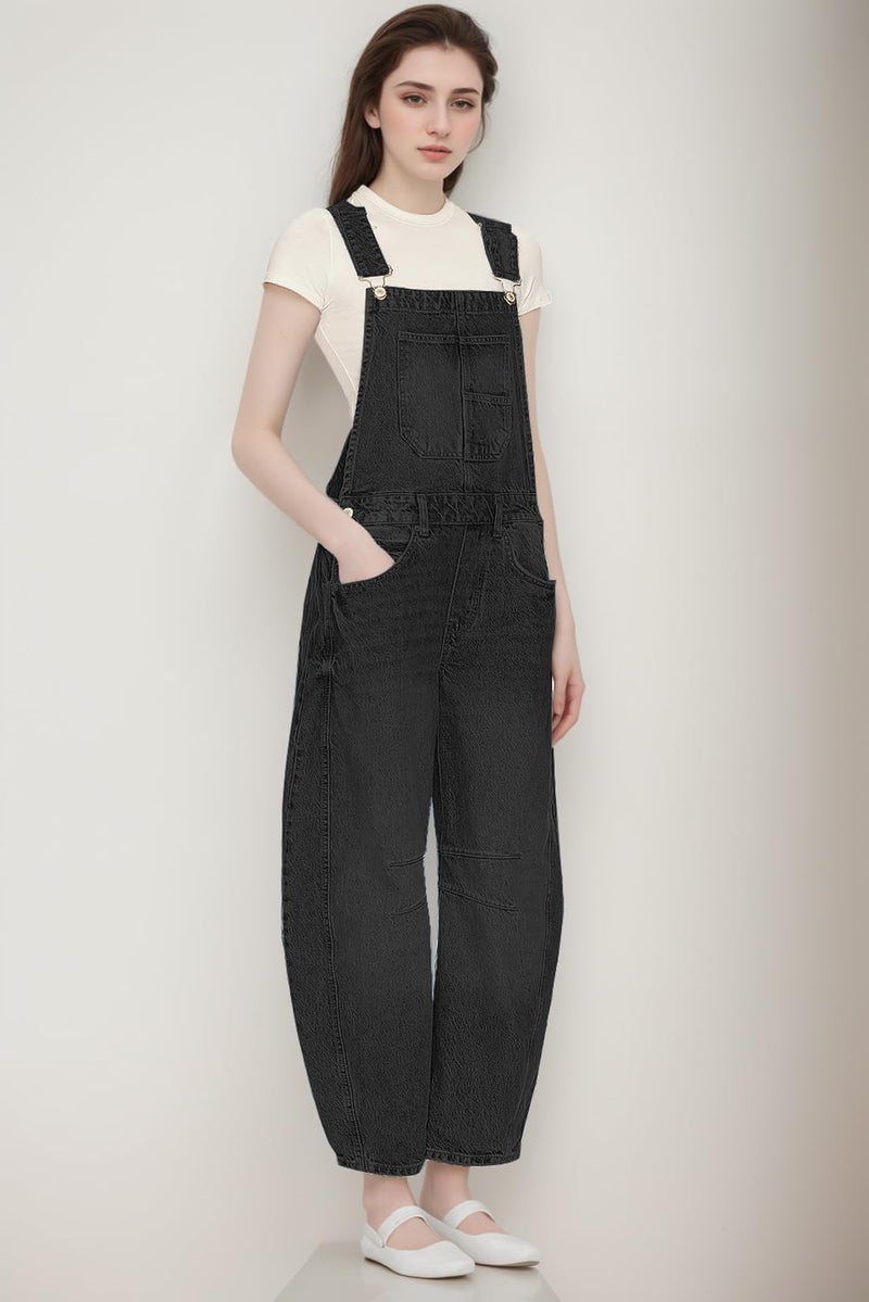 Ladyful Women's Denim Overall Casual Straight Wide Leg Bib Jeans Overall Adjustable Straps Denim Romper Jumpsuits - Image 5
