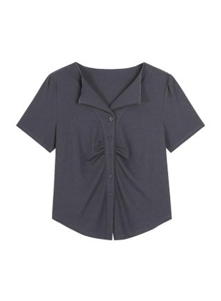 Bubble-sleeved Slim-fit Short-sleeved Knitted Shirt For Chubby Girls Large Size Women's Shoulder Pleated Waist 62886 Top - pzsku/Z748A40C06521650BA23EZ/45/1746217483/a22f2b5d-2a2e-43f6-8d25-69de0fe4697c