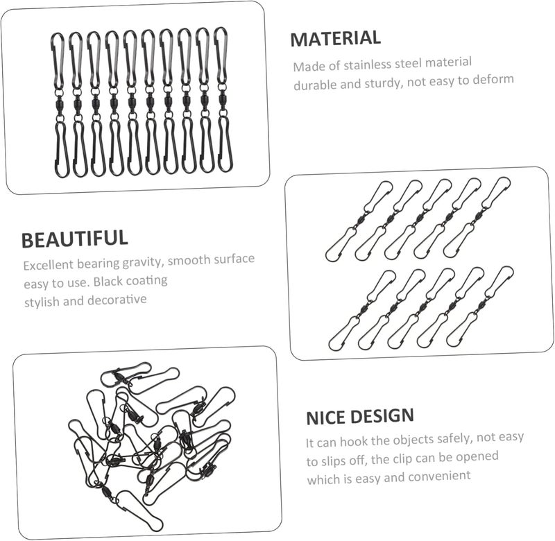 Sosoport 2sets Rotary Hooks for Wind Chimes Stainless Steel Hangers Easy to Use Wind Chime Hanger 10pcs*2 - Image 4