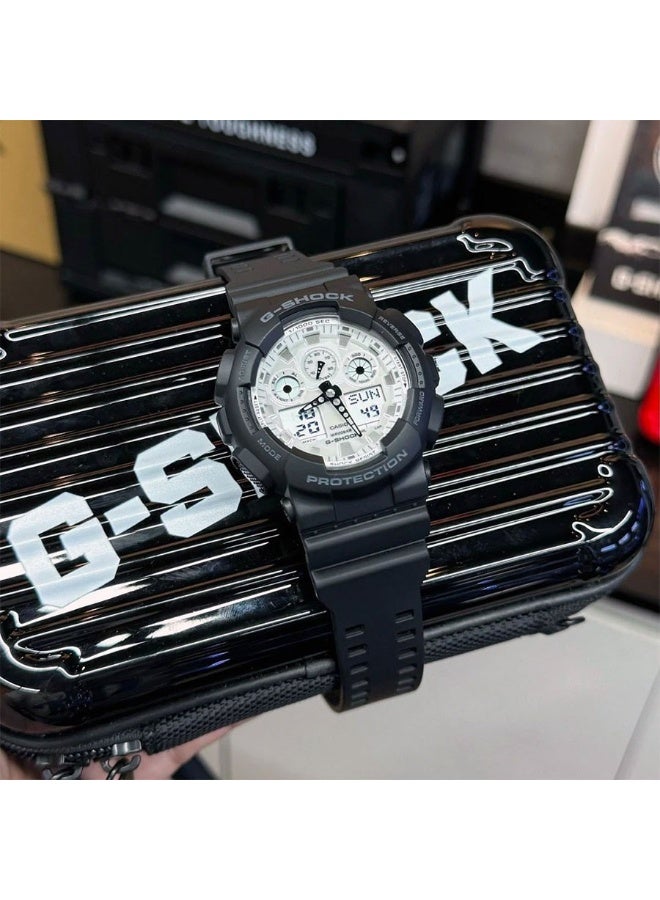 G-SHOCK Analog Digital Watch GA-100WD-1A, 51.2 mm White Dial, Black Resin Case & Band, Shock-Resistant, 200 M WR - Image 5