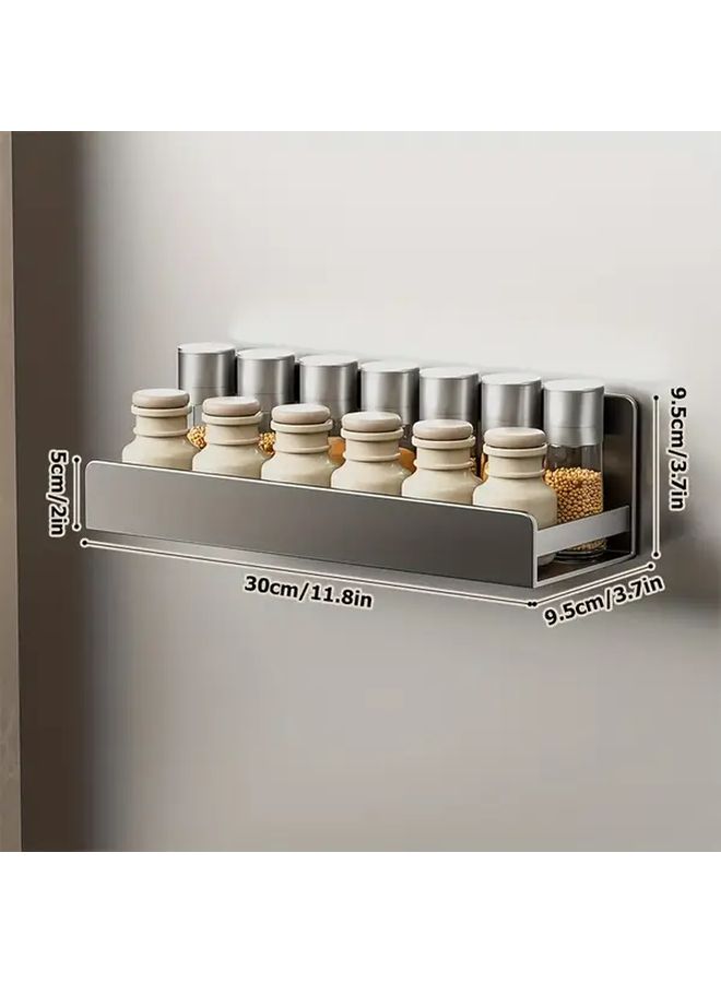2 Pack Gray Magnetic Wall Mounted Metal Shelf Refrigerator Organizer No Drill Detachable Removable Storage Rack Multi Purpose Spice Bottle Holder For Washing Machine Coffee Maker Side Kitchen Storage Accessory - Image 3
