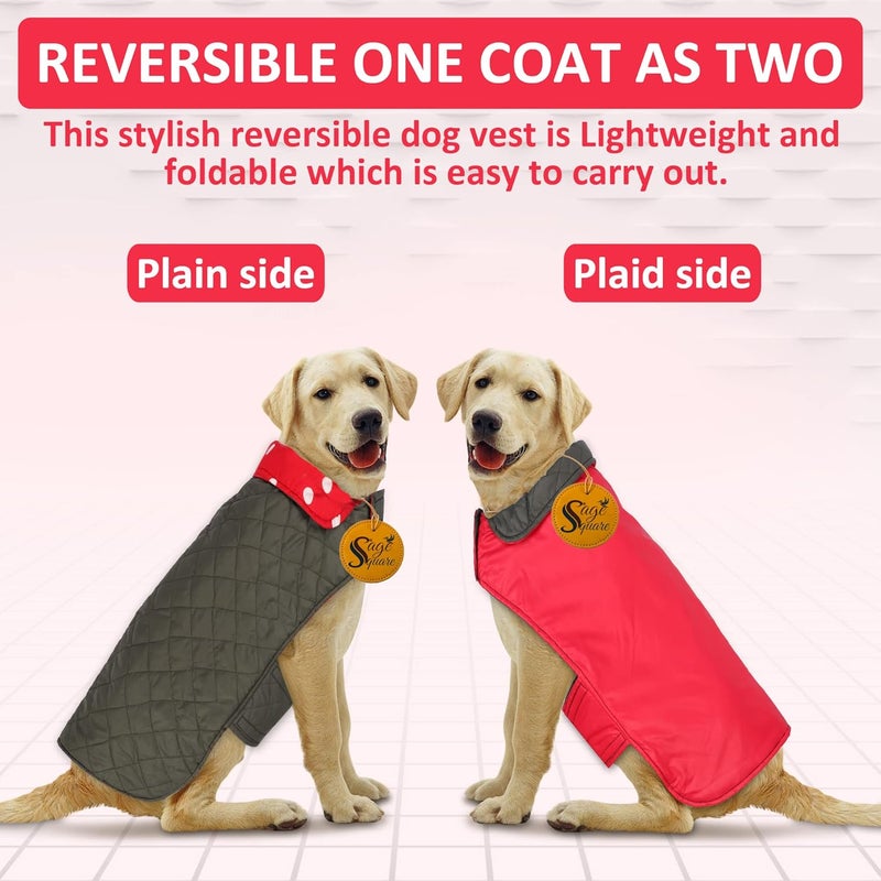 Sage Square Reversible Winter Dog Warm Coat, Jacket, Triple-Layer Winter Dog Jackets, Snowproof & Windproof Dog Sweater Coat for All Breed. (Medium- 20 Inches, Red) - Image 3