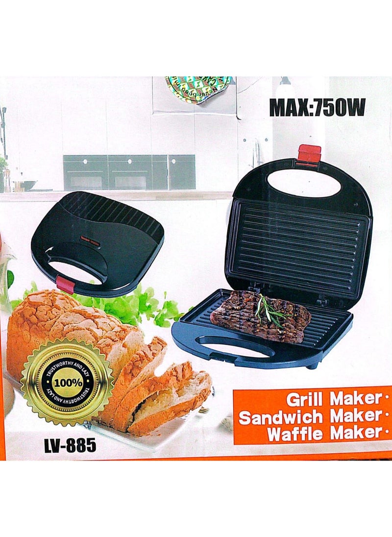 Max - Sandwich Maker 750 Watt Sandwich Maker You can now grill toast with cheese Making these sandwiches is easy and convenient to use Model Lv- 885 - Image 1