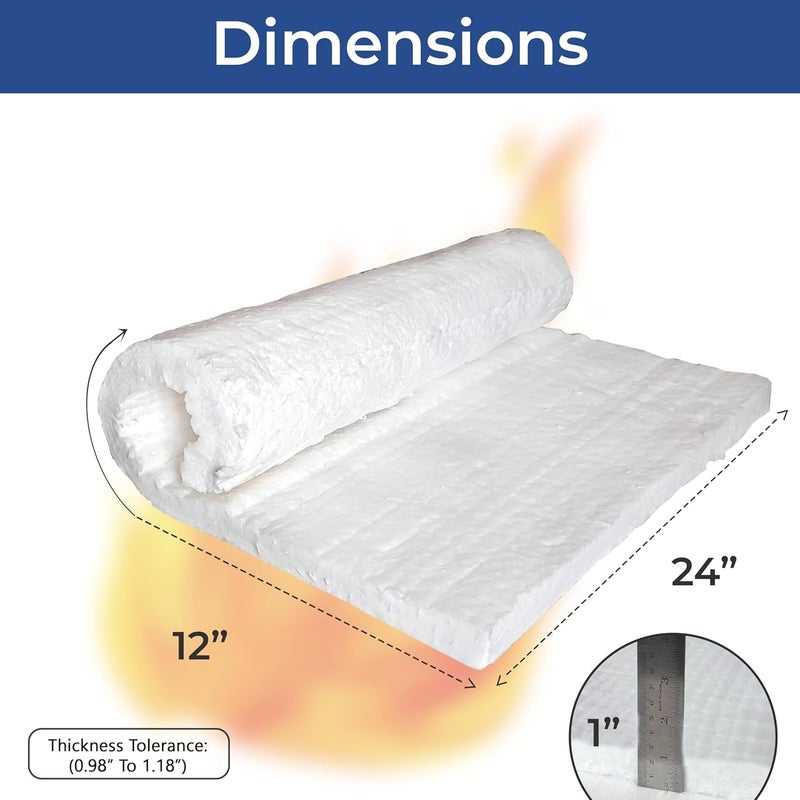 SONRET Ceramic Fiber Blanket 24"x12"x1" – 128 kg/m3 Density – 2600F Fiber Insulated Blanket for High Temperature Use – Easy to Cut Thermal Protection – for Pizza Oven, Furnaces, Chimneys – 1 Pcs - Image 2