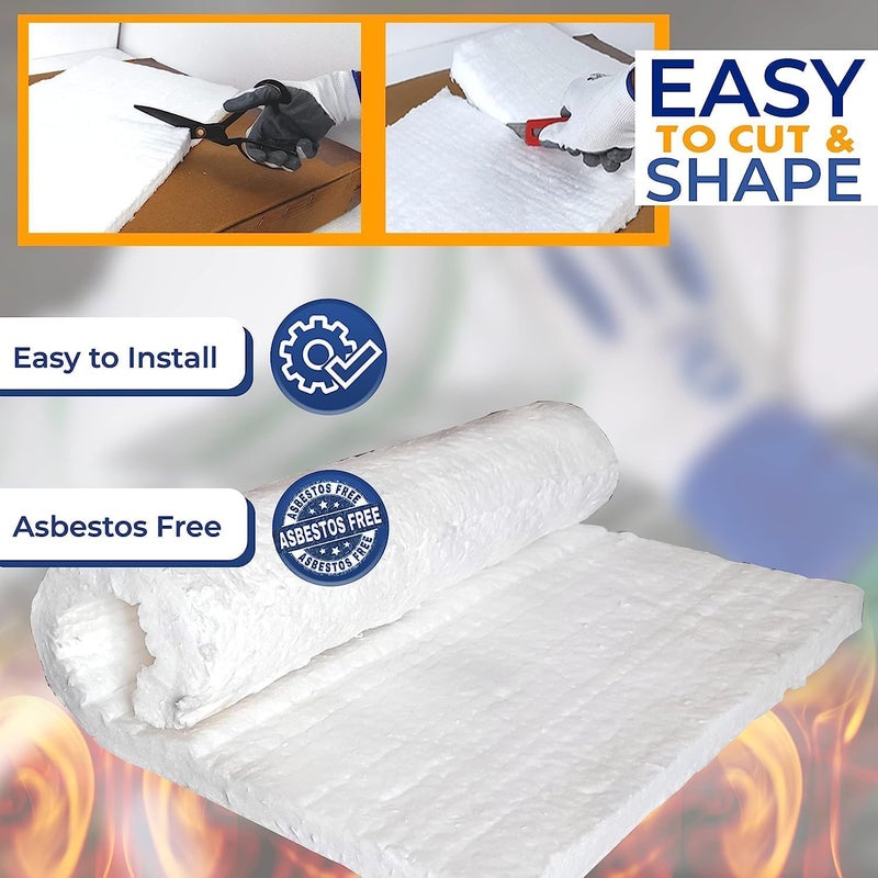 SONRET Ceramic Fiber Blanket 24"x12"x1" – 128 kg/m3 Density – 2600F Fiber Insulated Blanket for High Temperature Use – Easy to Cut Thermal Protection – for Pizza Oven, Furnaces, Chimneys – 1 Pcs - Image 5