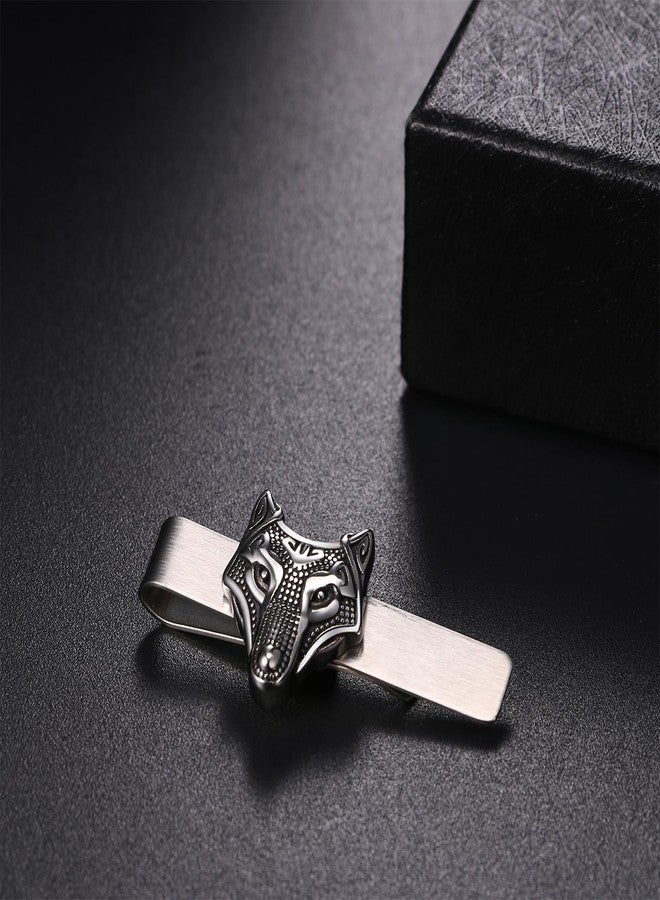 OIDEA Viking Tie Clips for Men: Silver Norse Wolf Head Necktie Bar Clips Tie Clasp Stainless Steel Stickpin Tie Pins Nordic Amulet Jewelry Gifts - Image 4