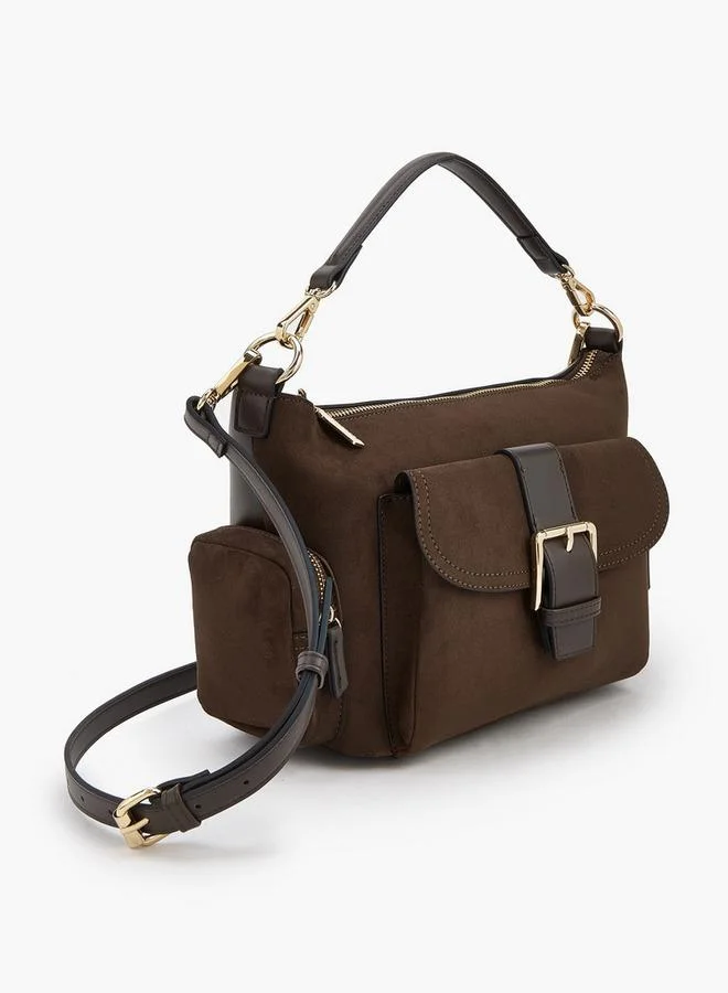 سيليست حقيبة كتف من الشمواه بتفاصيل مشبك