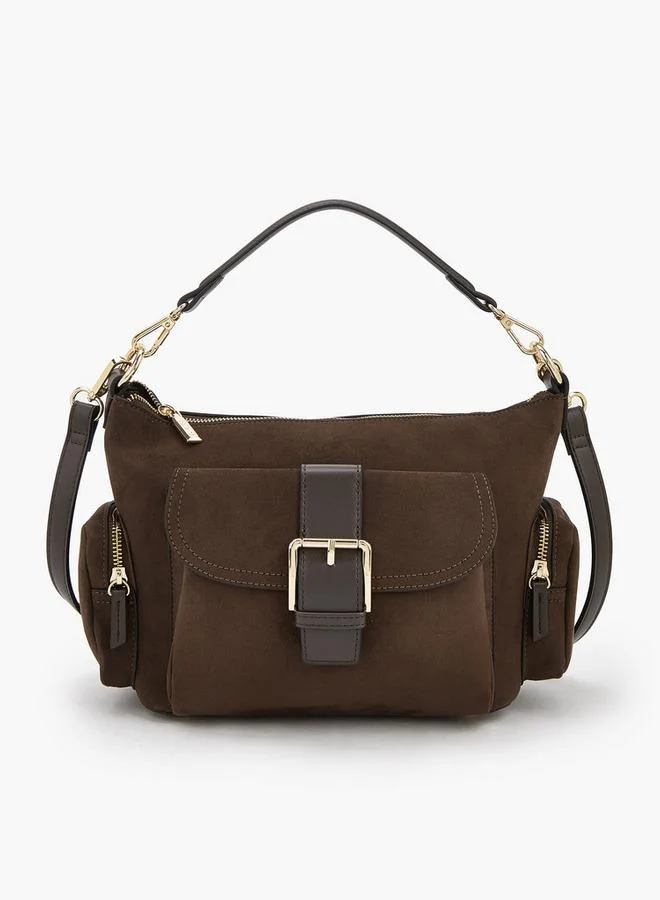 سيليست حقيبة كتف من الشمواه بتفاصيل مشبك