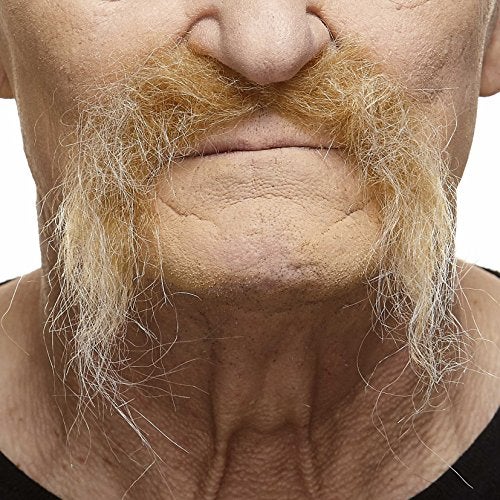 Mustaches Self Adhesive Fake Mustache, Novelty, Realistic Fu Manchu False Facial Hair, Costume Accessory for Adults, Blond Color - Image 1